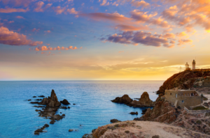The coastline and lighthouse of Cabo de Gata Natural Park in Almeria