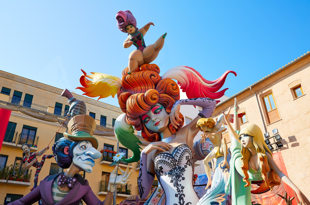 Colorful Fallas festival sculptures in Valencia