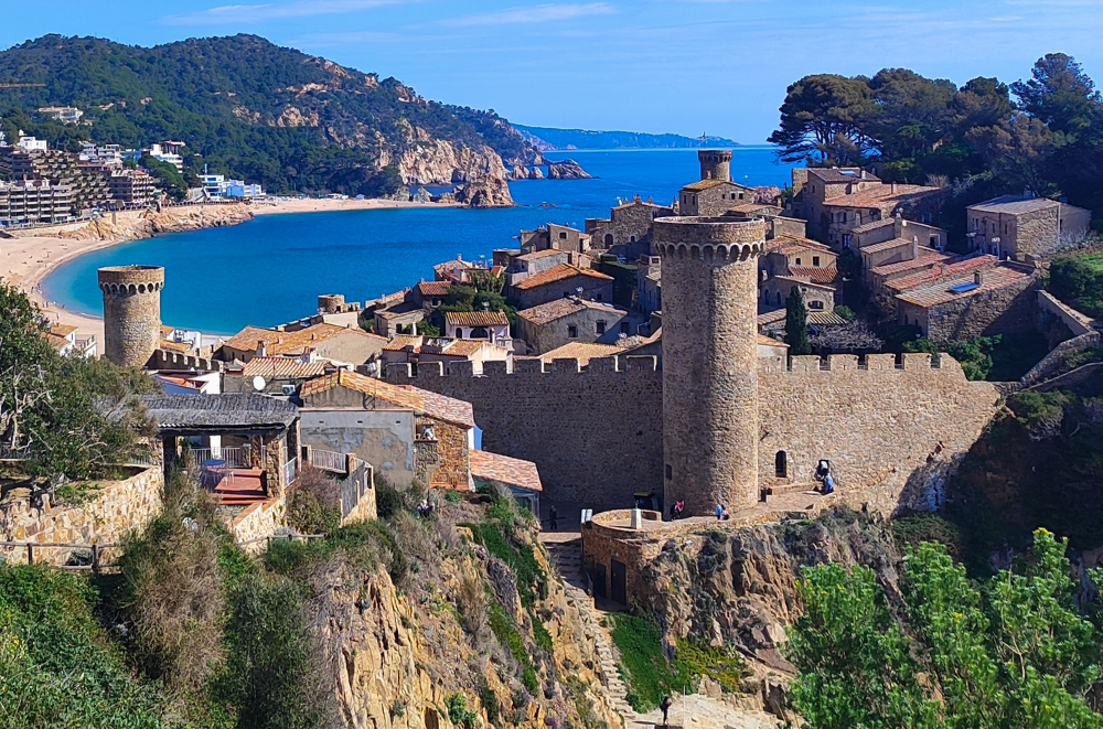 Medieval castle overlooking the sea in Tossa de Mar, one of the best beach cities near Barcelona
